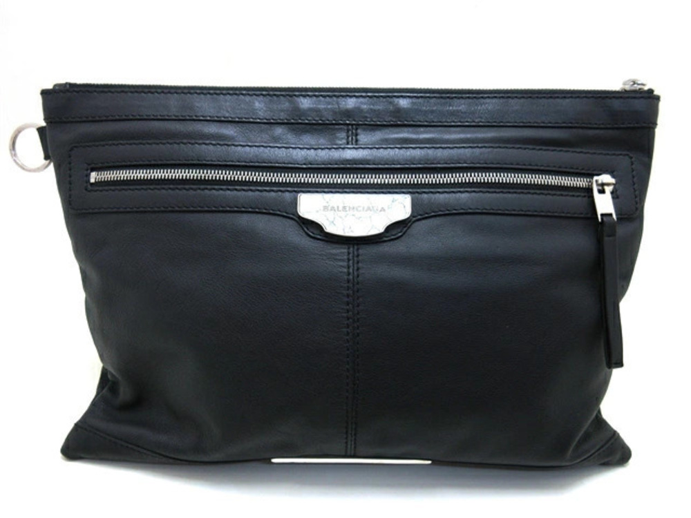 Balenciaga Clutch Bag Clip Calf Black